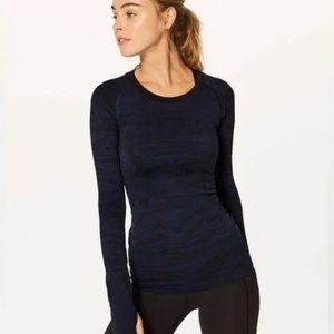 Lululemon Swiftly Tech Long Sleeve Crew Midnight Navy Psychic Black Size 6